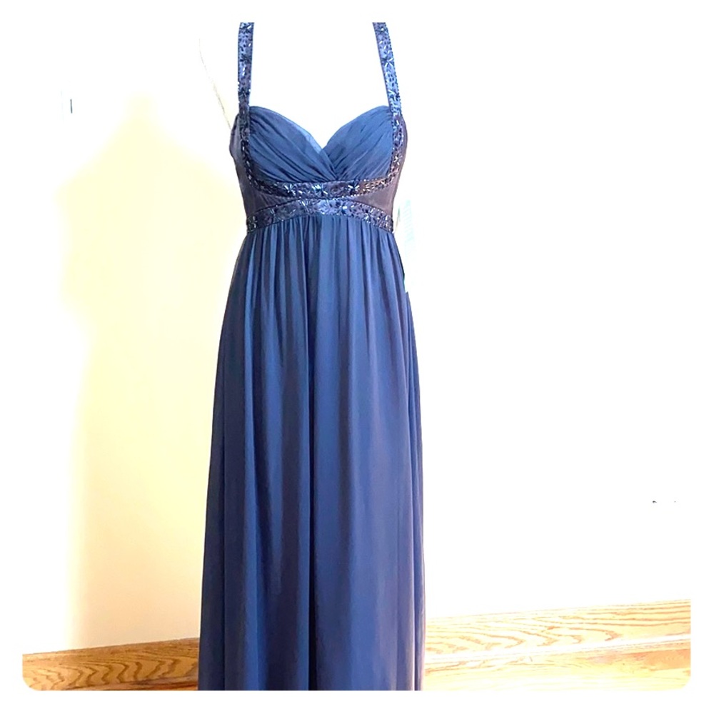 Nicole Miller Gray Sequin Long Dress